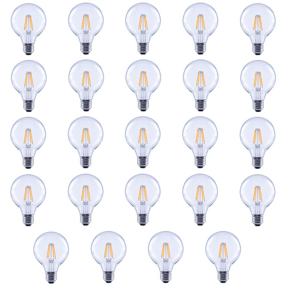 40-Watt Equivalent G25 Globe Vanity Clear Glass Vintage Edison Filament Dimmable LED Light Bulb Soft White (24-Pack)