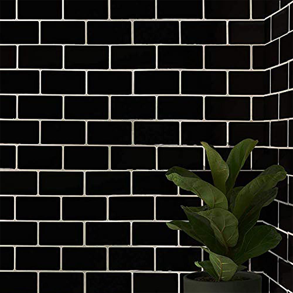 Subway Black 12 in. W x 12 in. H Peel and Stick Decorative Mosaic Wall Tile Backsplash (5 Tiles)