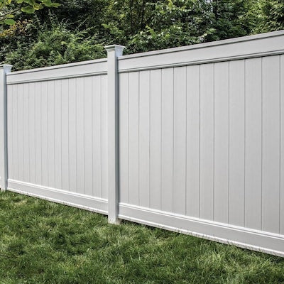 Freedom Ready-to-Assemble Emblem 6-ft H x 8-ft W White Vinyl Flat-Top Vinyl Fence Panel