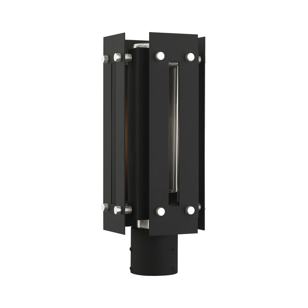 Utrecht 1-Light Black outdoor Post Top Lantern with Clear Glass