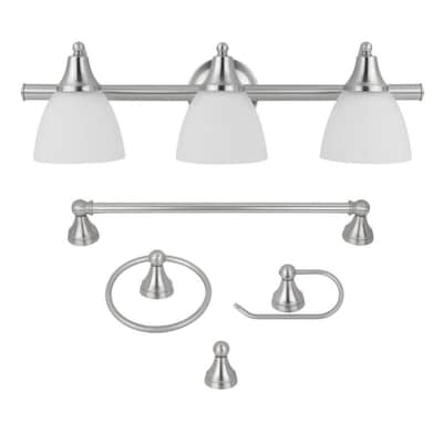 Globe Electric 5-Piece Estorial Brushed Steel Decorative Bathroom Hardware Set