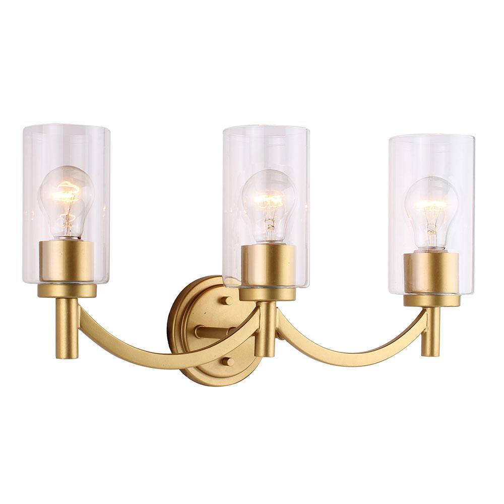 Devora 3-Light Antique Gold and Clear Glass Bath Light