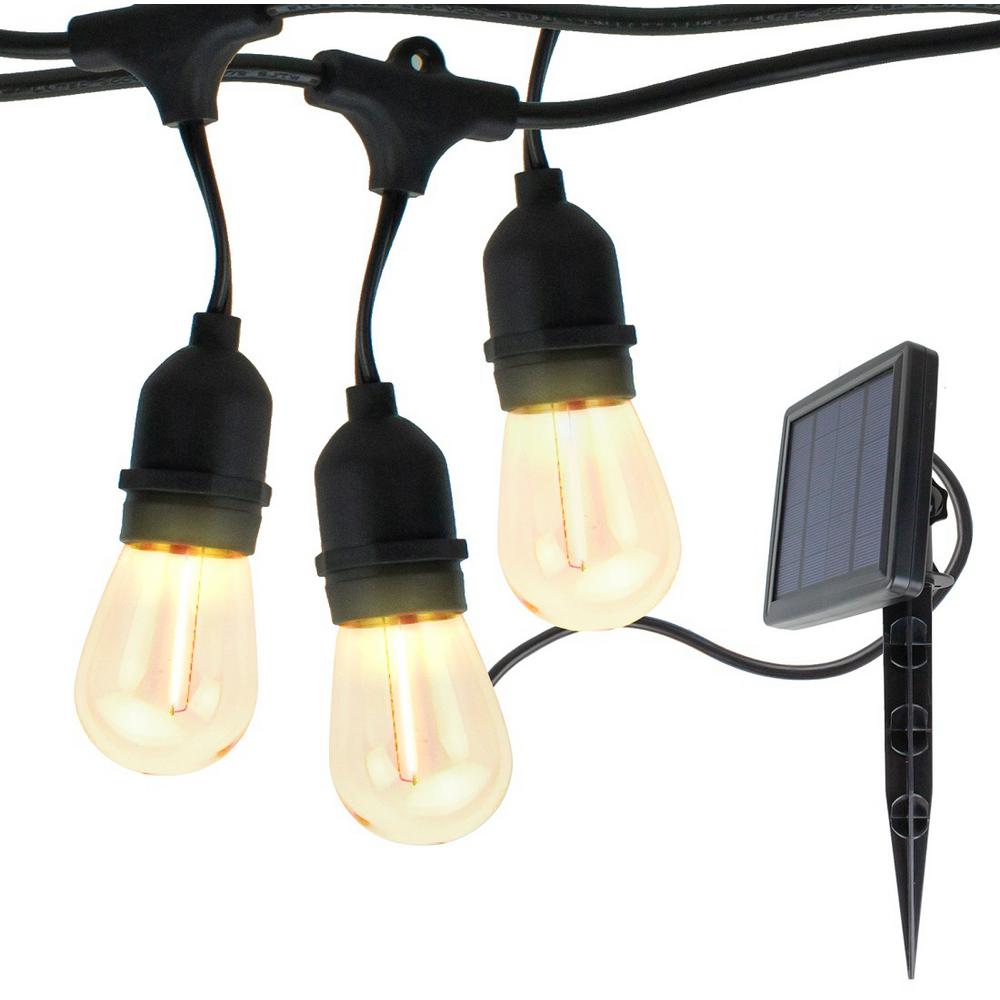 24 ft. Solar Outdoor Party LED String Lights with 12 LED S14 Bulbs