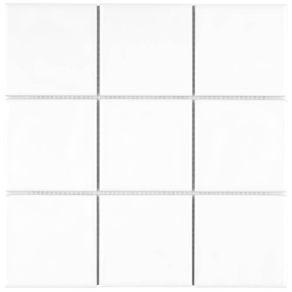 Merola Tile Twist Square White Ice 11-3/4 in. x 11-3/4 in. Ceramic Mosaic (9.79 sq. ft. /Case)