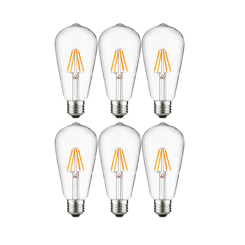 Sunlite 25-Watt Equivalent ST19 Dimmable Edison Filament LED Light Bulb, Amber 2200K (6-Pack)