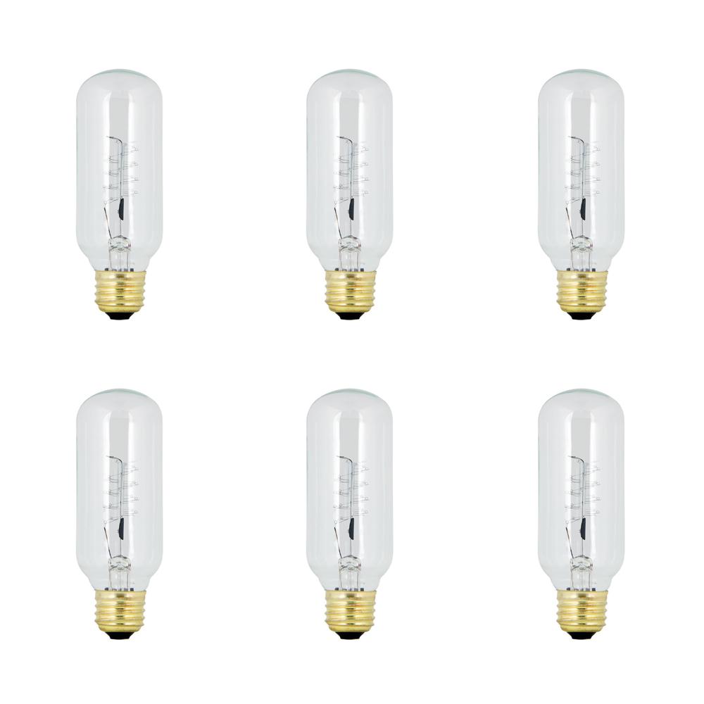Feit Electric 40-Watt T14 Dimmable Incandescent Amber Glass Vintage Edison Light Bulb with Spiral Filament Soft White (6-Pack)