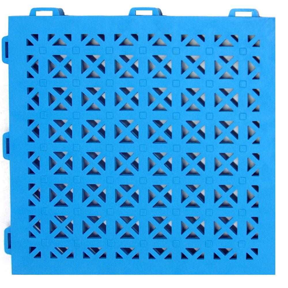 Greatmats StayLock Perforated Blue 12 in. x 12 in. x 0.56 in. PVC Plastic Interlocking Outdoor Floor Tile (Case of 26)