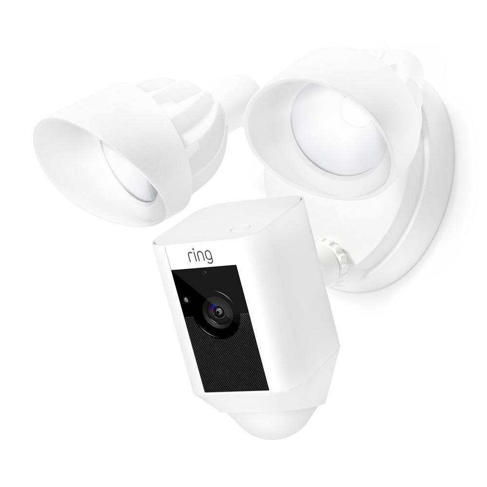Ring Outdoor Wi-Fi Cam with Motion Activated Floodlight, White