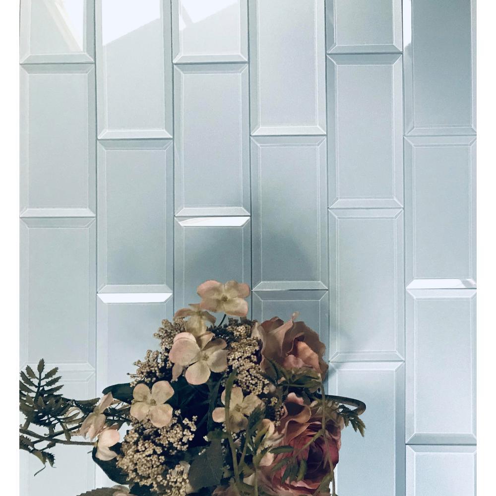 ABOLOS Frosted Elegance Blue Subway 3 in. x 6 in. Glossy Glass Subway Tile (1 sq. ft.)