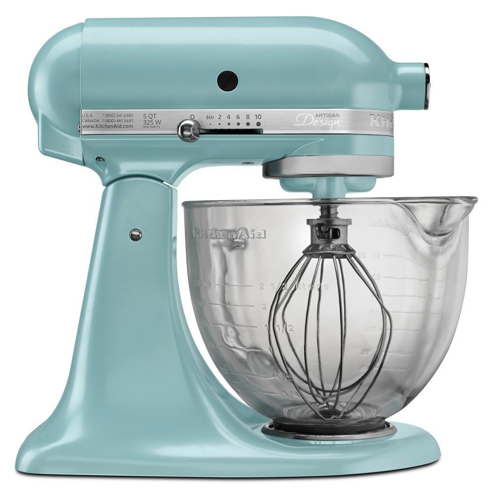 Artisan Designer 5 Qt. 10-Speed Azure Blue Stand Mixer with Glass Bowl