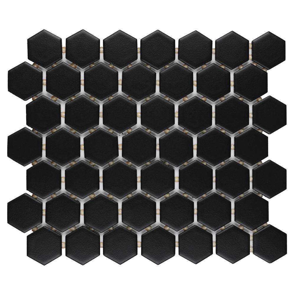 Daltile Restore Matte Black Hexagon 10 in. x 12 in. x 6.35 mm Glazed Ceramic Mosaic Tile (0.81 sq. ft./piece)