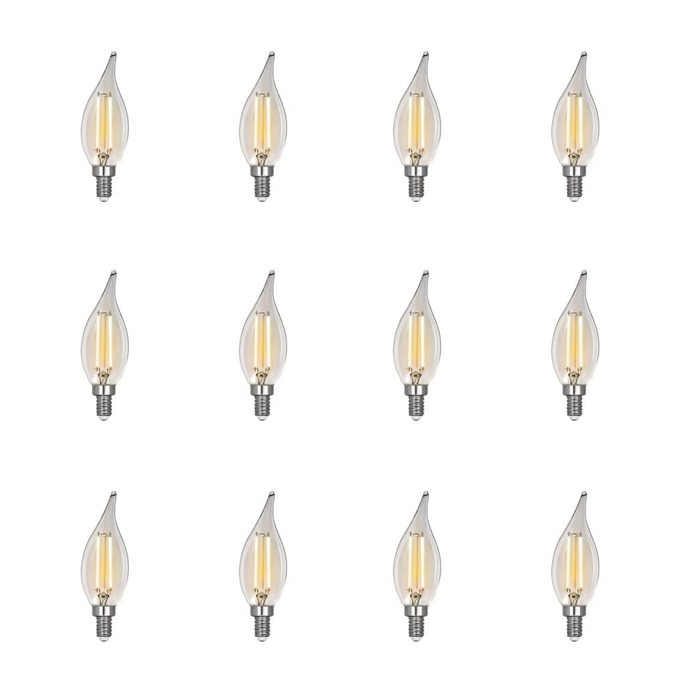 Feit Electric 40-Watt Equivalent CA10 E12 Candelabra Clear Glass Vintage Edison LED Light Bulb with Filament Bright White (12-Pack)