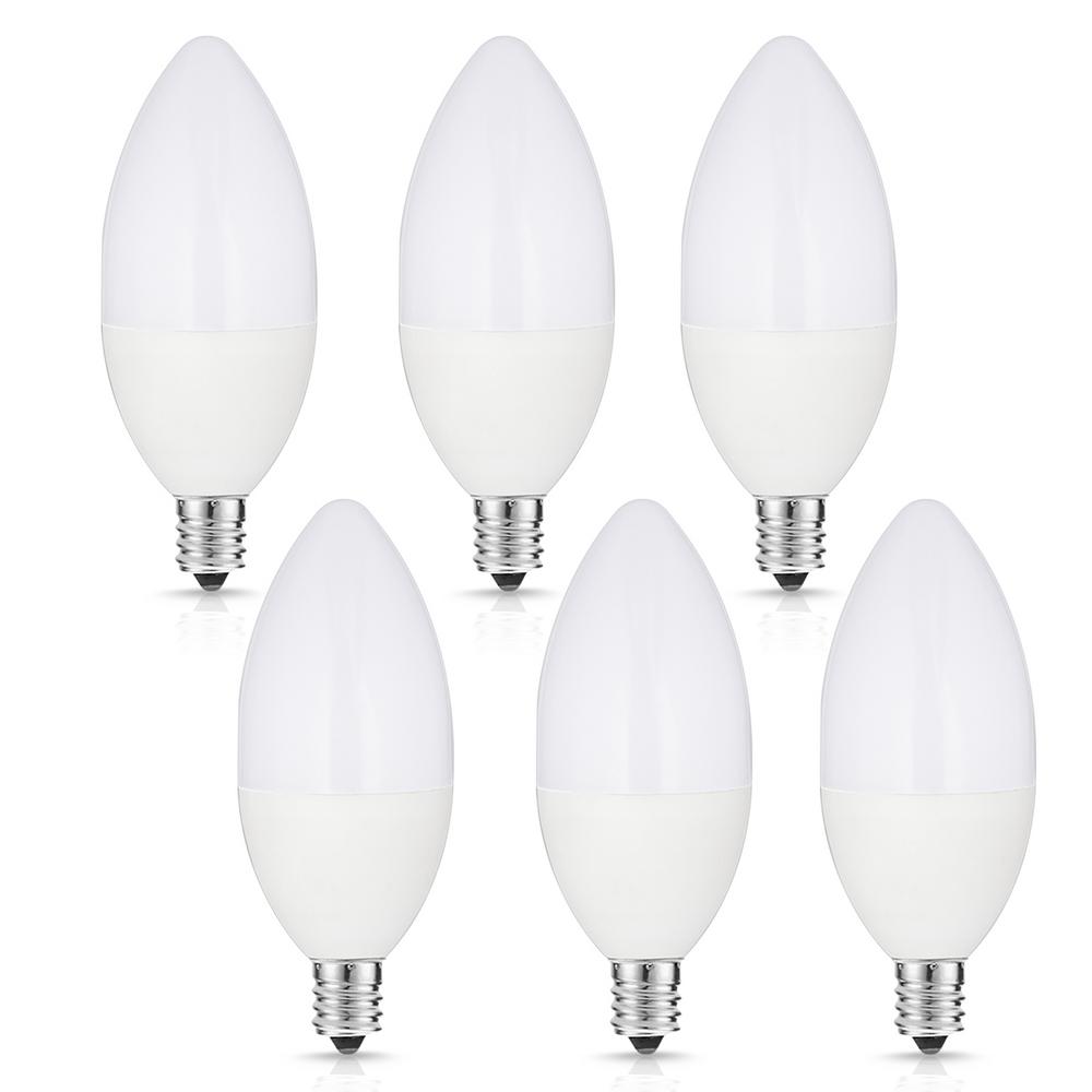YANSUN 40-Watt Equivalent 5W C37 Non-Dimmable LED Candle Light Bulb E12 Base in Daylight White 5000K (5-Pack)