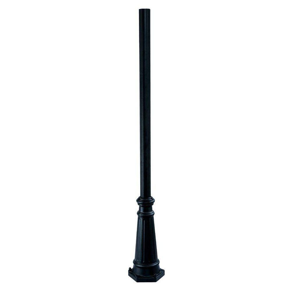 Surface Mounted Posts 6 ft. Matte Black Fluted Outdoor Light Post