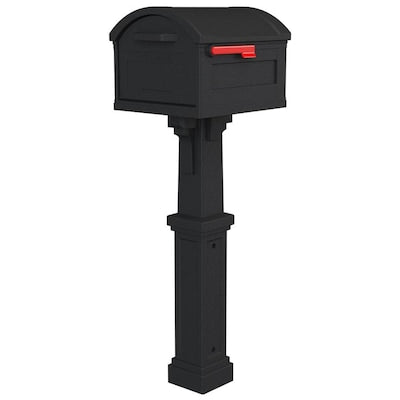 Gibraltar Mailboxes Grand Haven Extra Large Plastic Black Post Mount Mailbox with Post