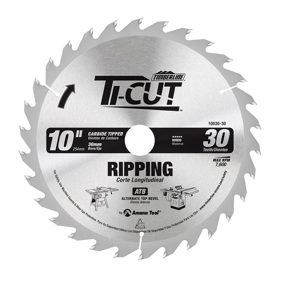 Timberline 10030-30 Ti-Cut™ General Purpose & Finishing 10″ Dia x 30T ATB, 10 Deg, 30mm Bore