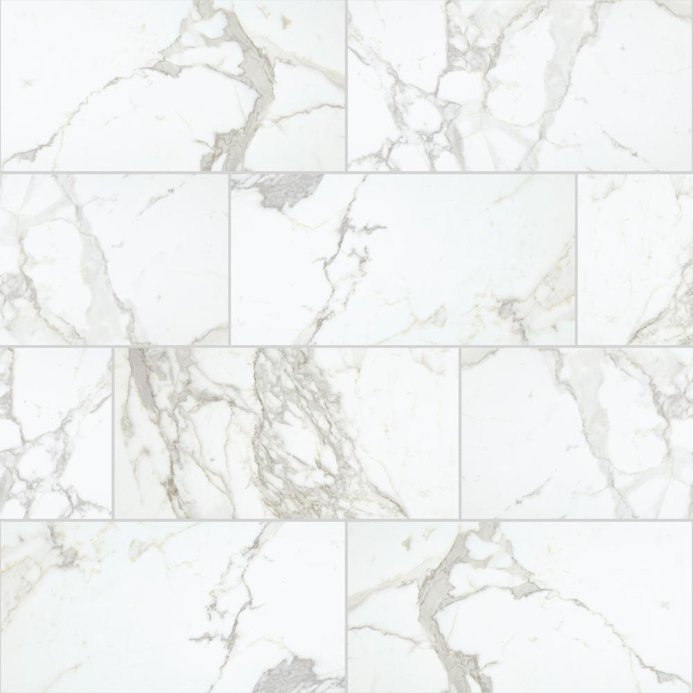 Daltile QuicTile 12 in. x 24 in. Calacatta Marvel Matte Porcelain Locking Floor Tile (9.6 sq. ft. / case)