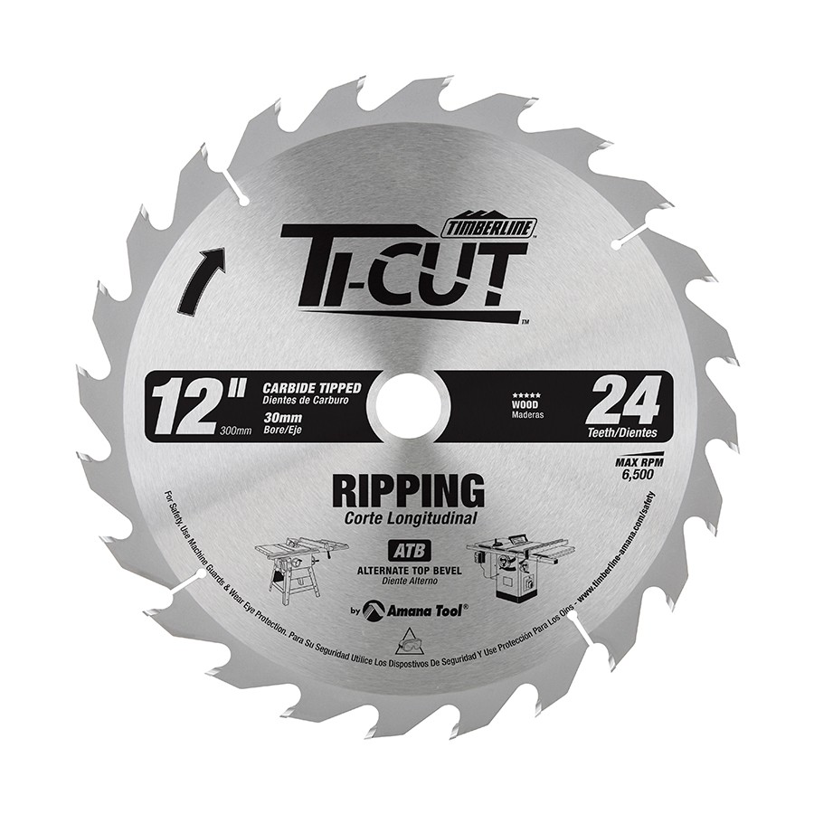 Timberline 12024-30 Ti-Cut™ General Purpose & Finishing 12″ Dia x 24T ATB, 10 Deg, 30mm Bore