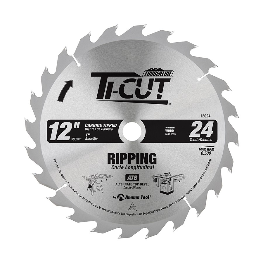 Timberline 12024 Ti-Cut™ General Purpose & Finishing 12″ Dia x 24T ATB, 10 Deg, 1″ Bore