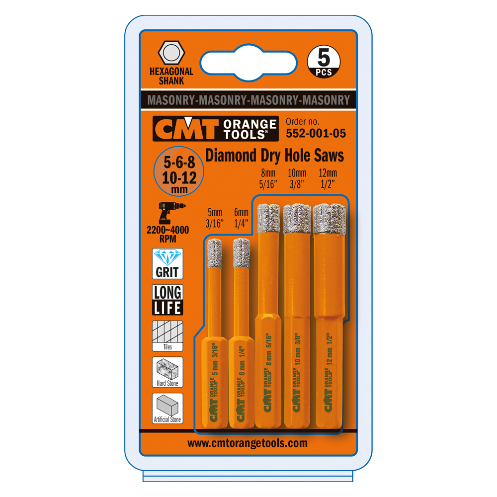 CMT 552-001-05 – 5 PC DIAMOND HOLE SAW SET