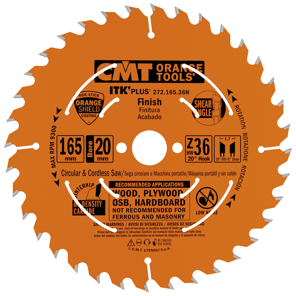 CMT 272.165.36H – SAW BLADE FOR CORDLESS ITK PLUS 6-1/2″ x T36 BORE 20MM (5/8″)