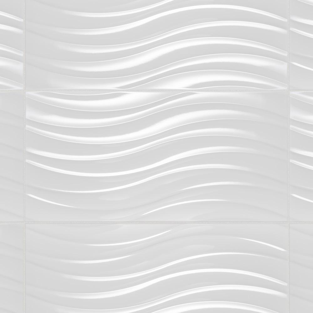 Merola Tile Silueta Blanco Brillo 12-3/8 in. x 24-7/8 in. Ceramic Wall Tile (15.42 sq. ft. / case)