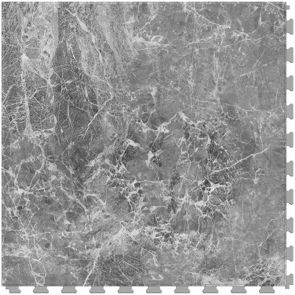 Perfection Floor Tile Gemstone Collection Gray Marble/Satin 20-in x 20-in Water Resistant Interlocking Luxury Flooring (16.7-sq ft)