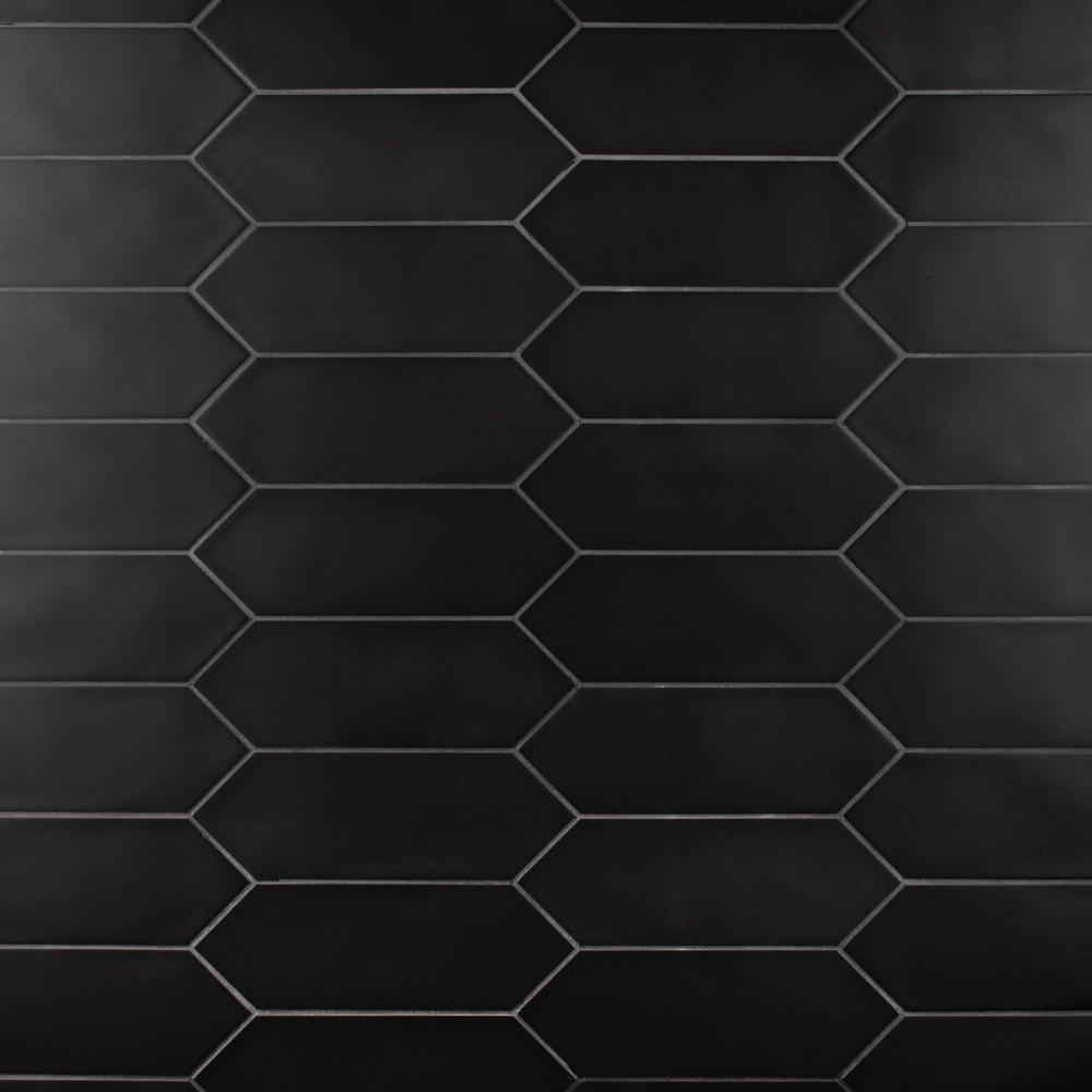 Merola Tile Kite Black 4 in. x 11-3/4 in. Porcelain Floor and Wall Subway Tile (11.81 sq. ft. / case)