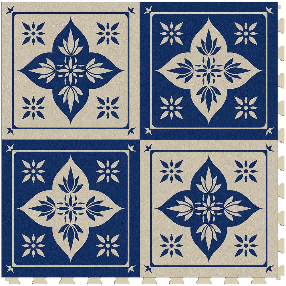 Perfection Floor Tile Geo Collection Blue Lotus/Satin 20-in x 20-in Water Resistant Interlocking Luxury Flooring (16.7-sq ft)