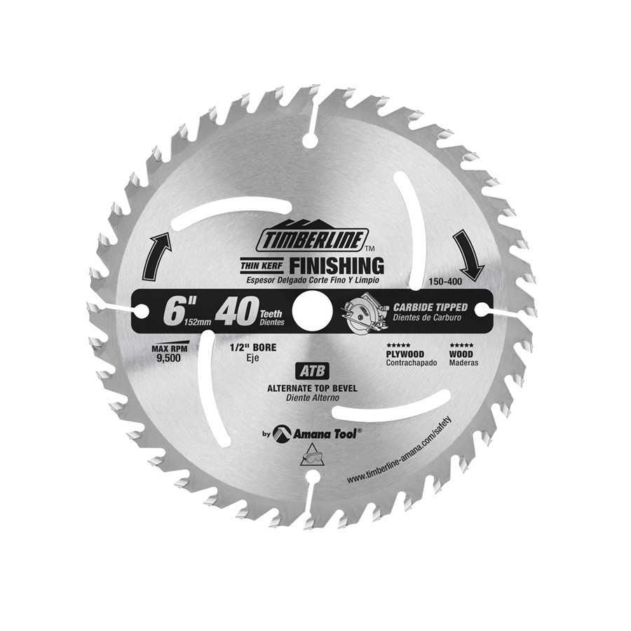 Timberline 150-400 General Purpose Cutting Trim 6″ Dia x 40T ATB, 20 Deg, 1/2 Bore