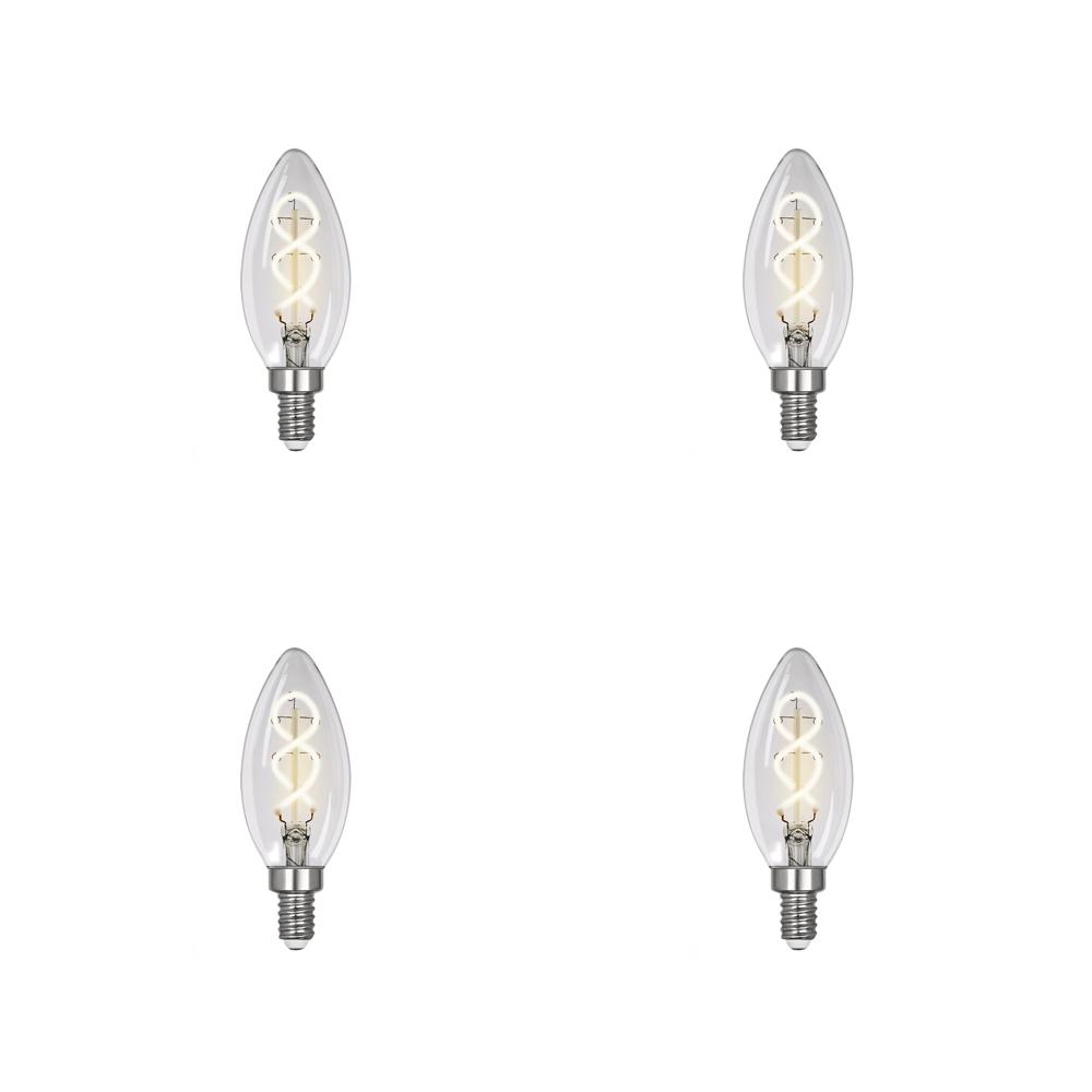 Feit Electric 25-Watt Equivalent B10 Dimmable Candelabra Clear Glass Vintage LED Light Bulb with Spiral Filament Bright White (4-Pack)