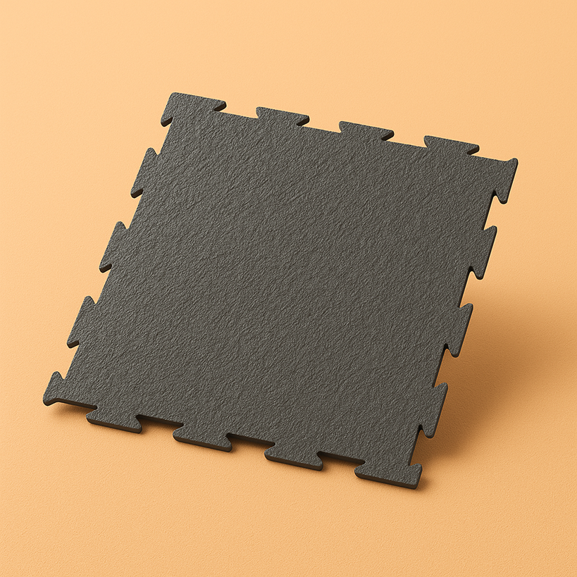 Rubber-Cal Terra-Flex 1/4 in. x 24 in. x 24 in. Dark Gray Interlocking Flooring (10-Pack, 40 sq. ft.)