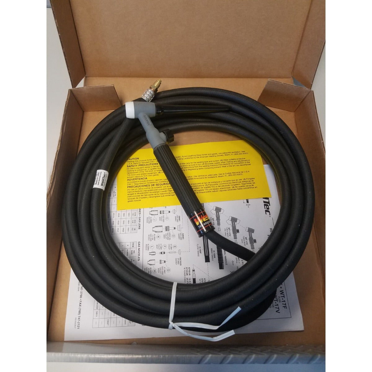 Weldtec 25FT 150 Amp Air Cooled TIG Torch with Flex and Valve (WT-17FV-25R)