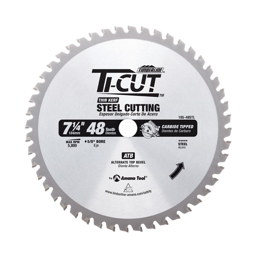 Timberline 185-48STL Ti-Cut™ Steel 7-1/4″ Dia x 48T ATB, 5/8 Bore