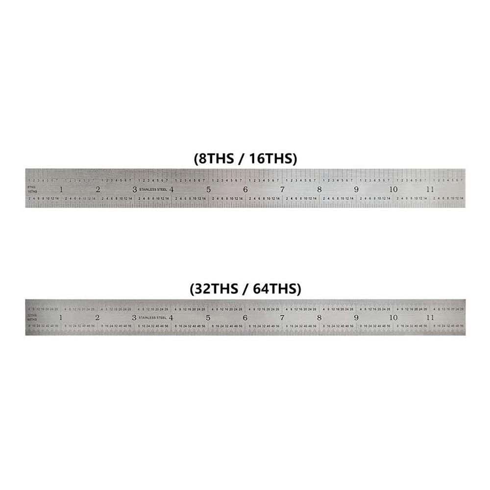 12-Inch Precision 4R Rigid Stainless-Steel Ruler – (1/8 Inch, 1/16 Inch, 1/32 Inch, 1/64 Inch)