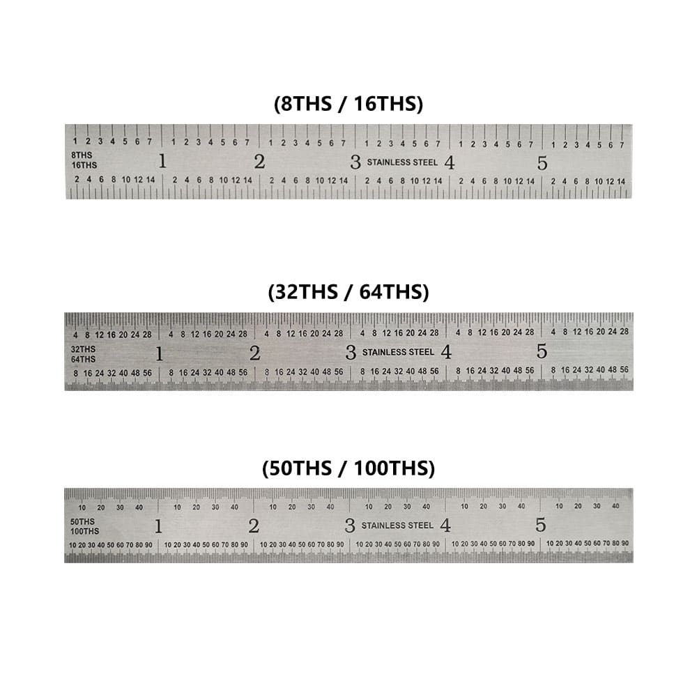 6-Inch Precision 4R Rigid Stainless-Steel Ruler – (1/8 Inch, 1/16 Inch, 1/32 Inch, 1/64 Inch)