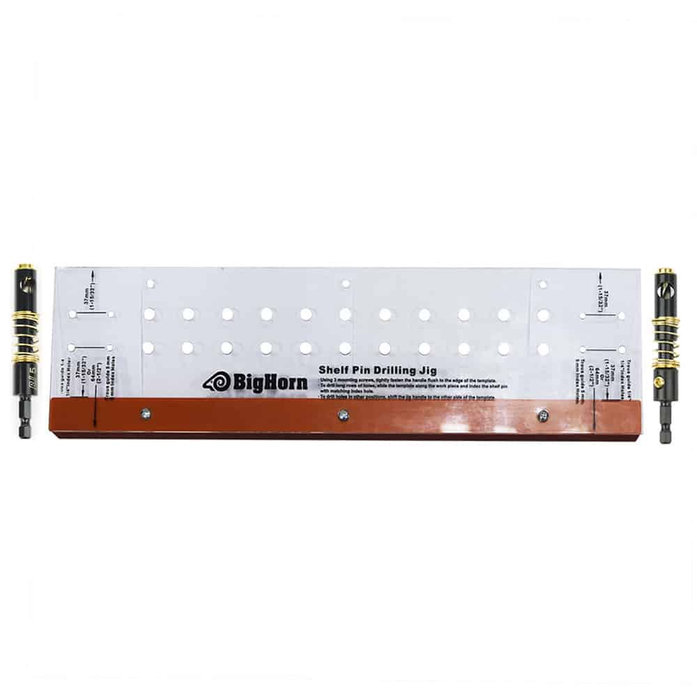 Shelf Pin Drilling Jig with 1/4 Inch & 5mm Self Centering Bits