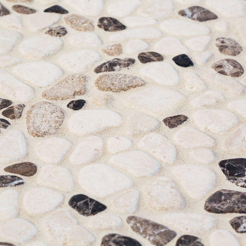 Jeffrey Court River Rock Medley 11 in. x 11 in. x 10 mm Travertine Mosaic Floor/Wall Tile