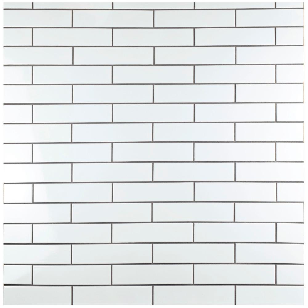 Merola Tile Metro Soho Glossy White 1-3/4 in. x 7-3/4 in. Porcelain Floor and Wall Subway Tile (1 sq. ft. / pack)