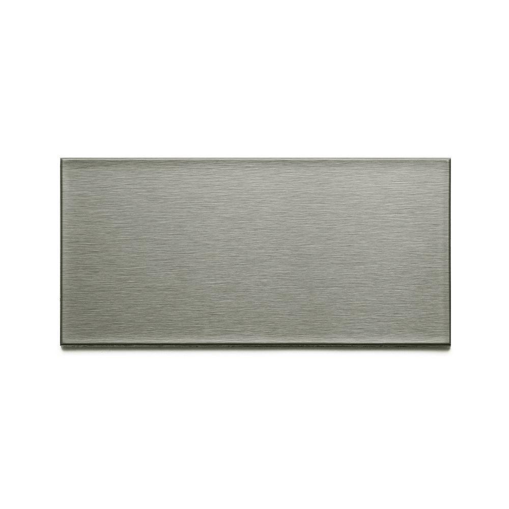 Long Grain 6 in. x 3 in. Brushed Stainless Metal Decorative Tile Backsplash (8-Pack)