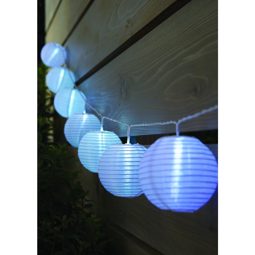 Outdoor/Indoor 7 ft. 10-Light Battery Powered Paper Lantern Mini Bulb LED String Light (Multi-Color)