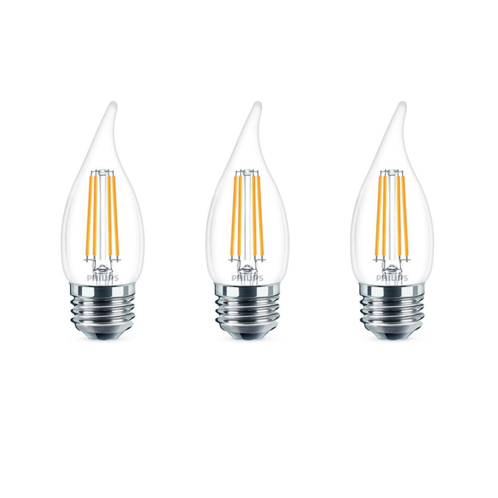 Philips 40-Watt Equivalent B11 Dimmable Edison LED Candle Light Bulb Glass Bent Tip Medium Base Daylight (5000K) (12-Pack)