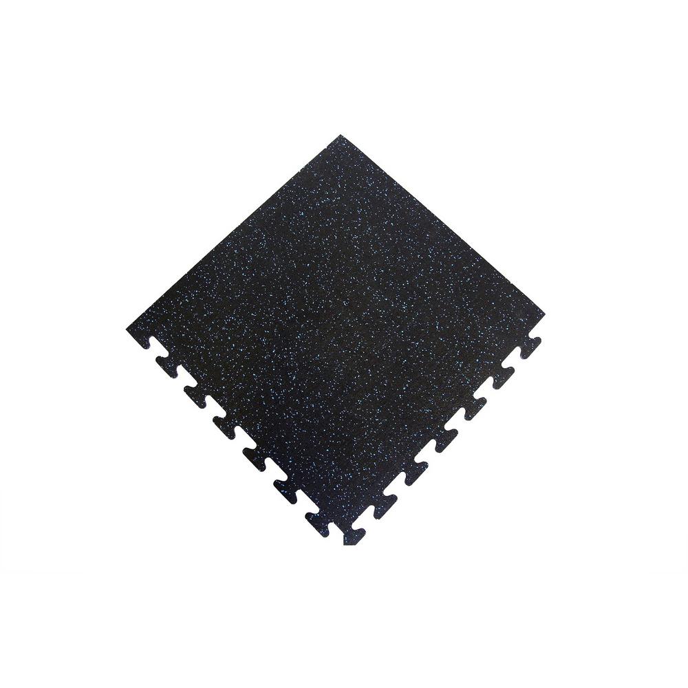 Black with Blue Speck 24 in. x 24 in. Finished Corner Recycled Rubber Floor Tile (16 sq. ft./ case)
