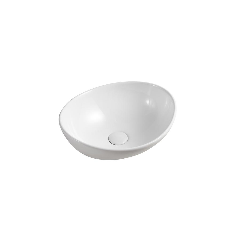 Elanti Oval Vessel Bathroom Sink in White