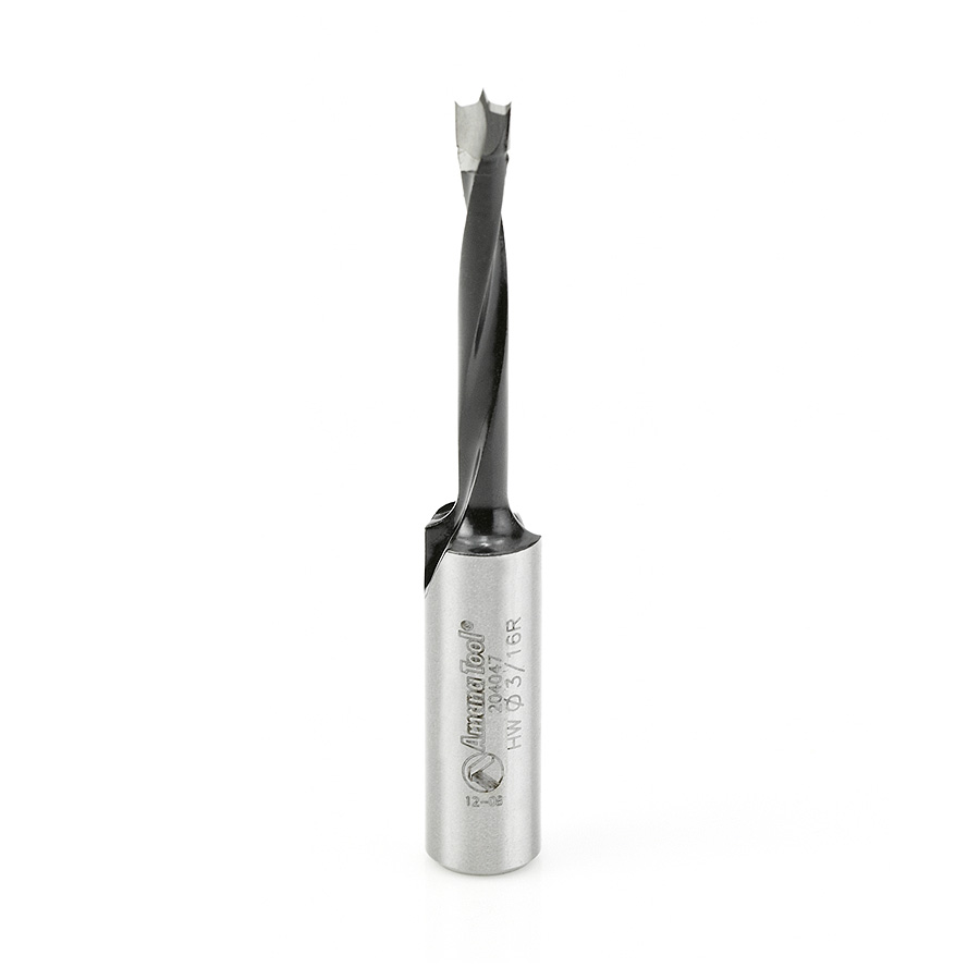 Amana 204047 Carbide Tipped Brad Point Boring Bit R/H 3/16 Dia x 70mm Long x 10mm Shank