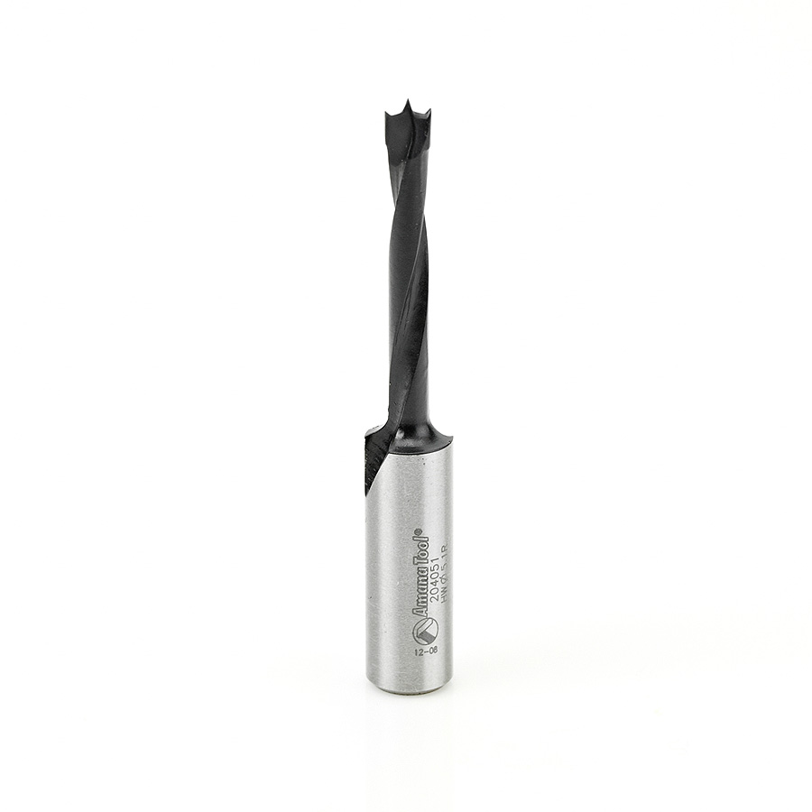 Amana 204051 Carbide Tipped Brad Point Boring Bit R/H 5.1mm Dia x 70mm Long x 10mm Shank