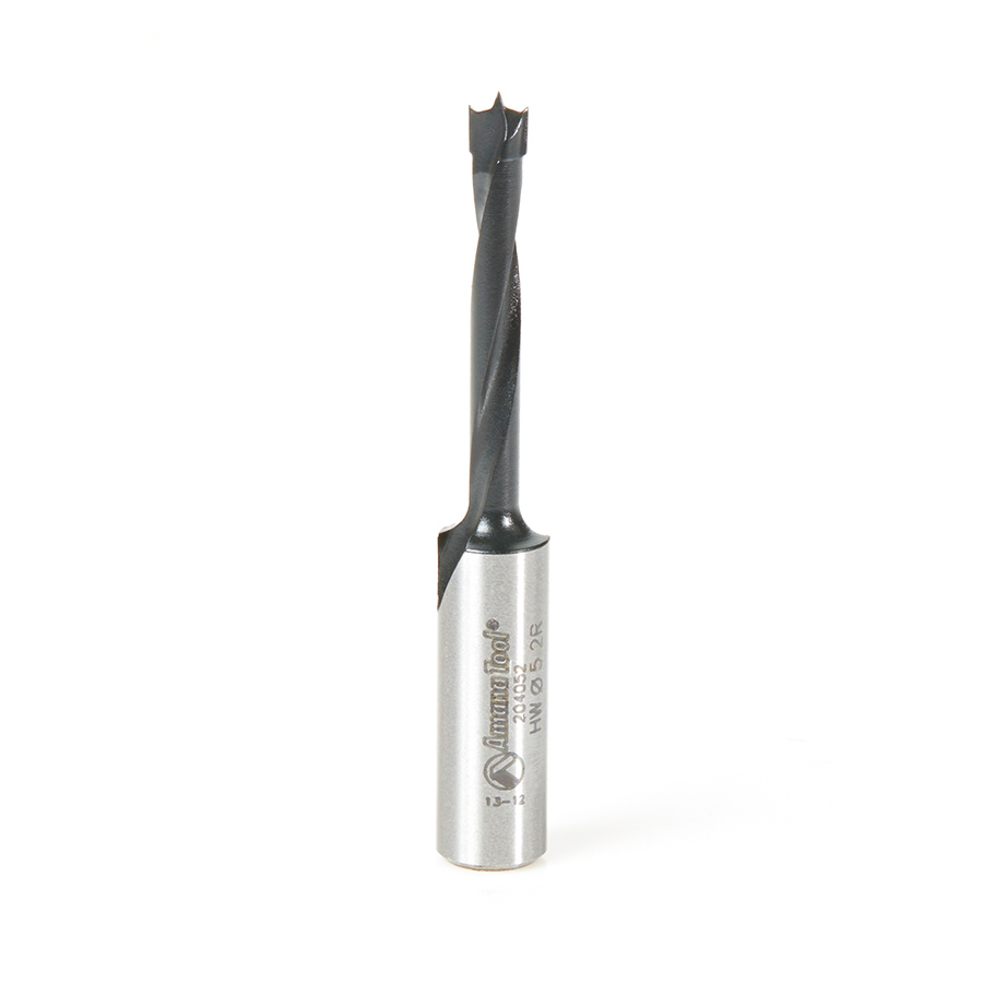 Amana 204052 Carbide Tipped Brad Point Boring Bit R/H 5.2mm Dia x 70mm Long x 10mm Shank