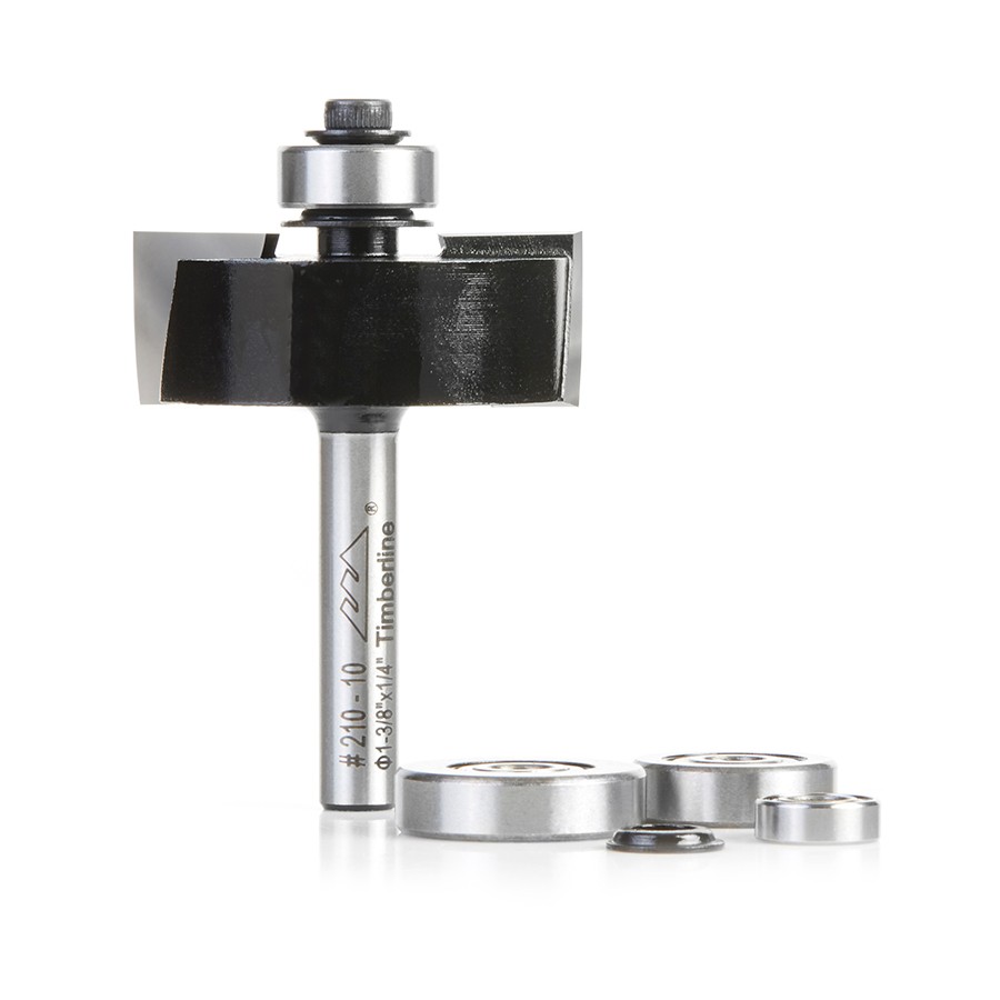 Timberline 210-10 Multi-Rabbet Set Four Different Rabbet Depths 1-3/8 Dia x 1/2 x 1/4″ Shank with Ball Bearing