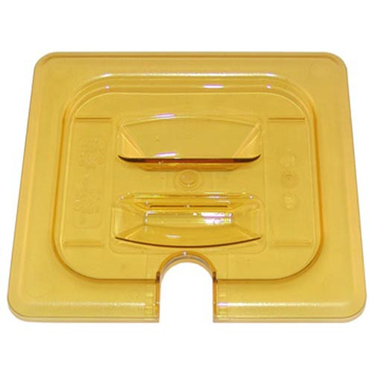 60HPCHN150 - Cambro - 1/6 Size Amber H-Pan™ Notched Handled High Heat Food Pan Cover