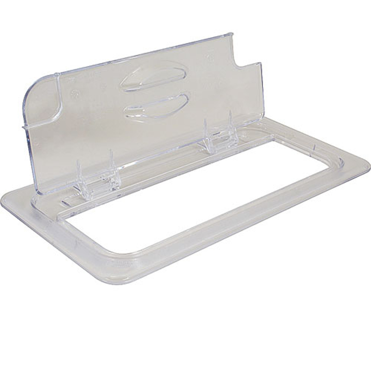 30CWLN135 - Cambro - 1/3 Size Clear Camwear® FlipLid® Hinged Notched Food Pan Cover